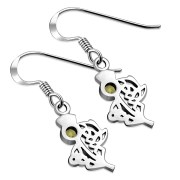 Thistle Silver Earrings w Citrine Stone, e295